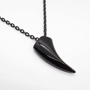 Gunmetal Stainless Steel Fang Tooth Pendant, Hypo Allergenic Jewelry, Men's Necklace, Men's Jewelry, Urban Fashion Jewelry, Woman Necklace