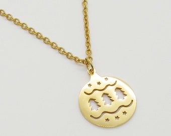 Stainless Steel Gold Tone Christmas Ornament Charm Necklace, Men's Necklace, Hypo Allergenic Jewelry, Woman's Necklace, Holiday Charm