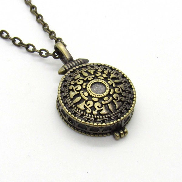 Antique Bronze Locket Pendant, Bronze Locket Necklace, Locket Stash Box Pendant Necklace, Women's Necklace, Woman's Jewelry