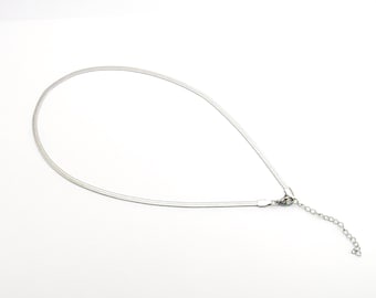 Flat Snake Chain 304 Stainless Steel, Hypo Allergenic Chain Necklace, Snake Chain with 2" extender chain, 17.75" overall length.