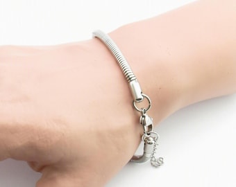 4mm Round Snake Chain Bracelet, 304 Stainless Steel Bracelet with extender, Men's Jewelry, Women's Jewelry, Bracelet for Men