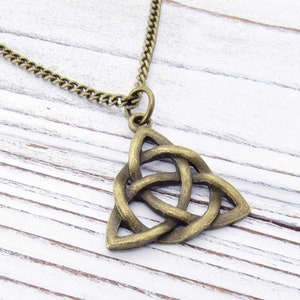 Bronze Celtic Knot Pendant Necklace, Celtic Trinity Knot Jewelry, Men&#39;s Jewelry, Trinity Knot Pendant, Necklace for Men, Woman&#39;s Necklace