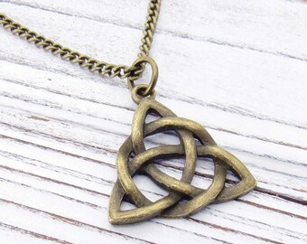 Bronze Celtic Knot Pendant Necklace, Celtic Trinity Knot Jewelry, Men's Jewelry, Trinity Knot Pendant, Necklace for Men, Woman's Necklace
