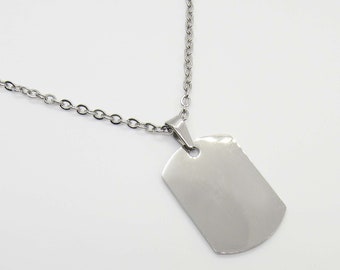 Stainless Steel Dog Tag Pendant, Hypo Allergenic Jewelry, Men's Necklace, Men's Jewelry, Military Jewelry, Woman Necklace