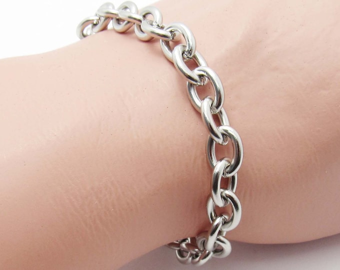 Featured listing image: Stainless Steel Chunk Cable Link Chain Bracelet, 201 Stainless Steel Bracelet, Men's Bracelet, Women's Jewelry, Fashion Bracelet