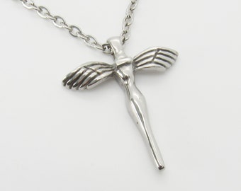 Stainless Steel Fairy Pendant Necklace, Men's Necklace, Fantasy Jewelry, Woman's Necklace, Women's Charm Pendant Jewelry