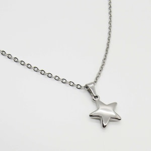 Silver Stainless Steel Star Pendant Necklace, Men&#39;s Necklace, Dimensional Star Pendant, Men&#39;s Jewelry, Celestial Jewelry, Woman&#39;s Necklace