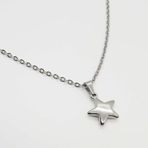 Silver Stainless Steel Star Pendant Necklace, Men's Necklace, Dimensional Star Pendant, Men's Jewelry, Celestial Jewelry, Woman's Necklace