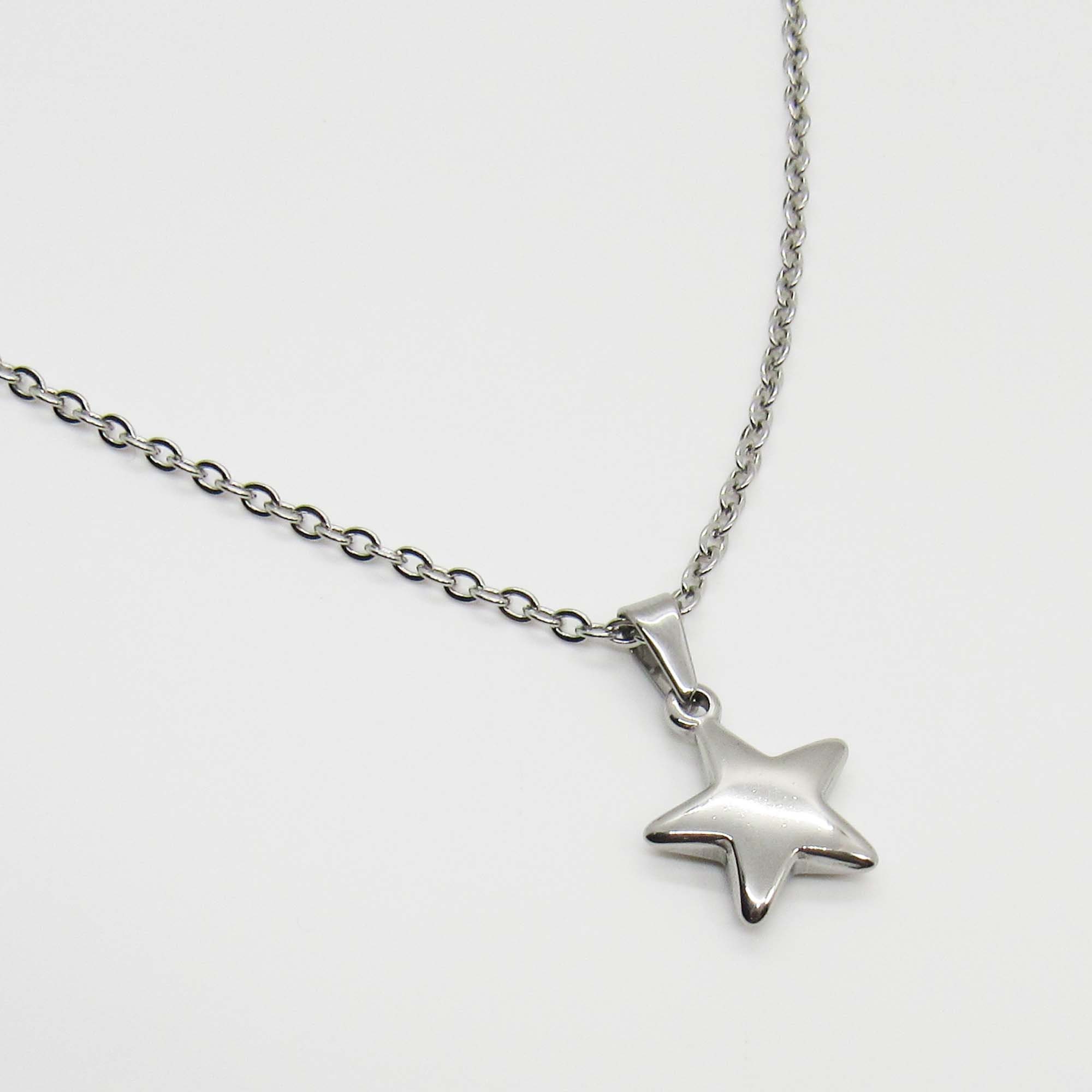 Silver Stainless Steel Star Pendant Necklace Men s Necklace