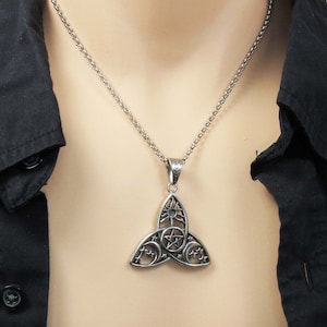 Celtic Knot Pendant Necklace, Stainless Steel Trinity Knot Pendant, Men&#39;s Necklace, Triquetra Knot Pendant, Woman Necklace, Celtic Knot