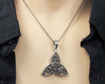 Celtic Knot Pendant Necklace, Stainless Steel Trinity Knot Pendant, Men's Necklace, Triquetra Knot Pendant, Woman Necklace, Celtic Knot