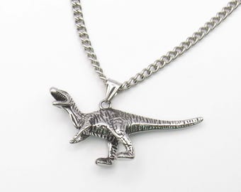 304 Stainless Steel Dinosaur Pendant With Large Chain Necklace, Hypo Allergenic Jewelry, Men's Necklace, Men's Jewelry, Woman Necklace