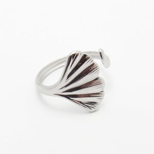 304 Stainless Steel Open Ginkgo Flower Ring, Women&#39;s Gingko Flower Ring, Open Adjustable Ring, Boho Style Ring For Women