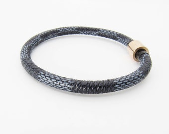 Blue and Black Poly Leather Cord Bracelet with Magnetic Clasp, Men's Poly Leather Cord Bracelet, Women's Bracelet, Men's Fashion Bracelet