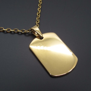 Stainless Steel Gold Dog Tag Pendant, Hypo Allergenic Jewelry, Men&#39;s Necklace, Military Jewelry, Men&#39;s Jewelry, Woman Necklace