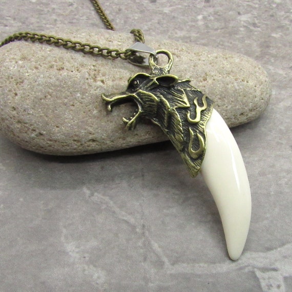Buy Fox Canine Tooth Pendant Charm Necklace Silver Plated Bronze Oxidized  Hand Polished Finish Multiple Chain Lengths Animal Jewelry Online in India  - Etsy