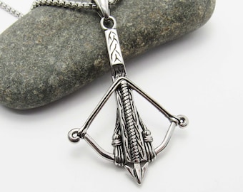 Medieval Crossbow Pendant Necklace, Men's Necklace, 304 Stainless Steel Medieval Battlefield Crossbow, Woman's Necklace