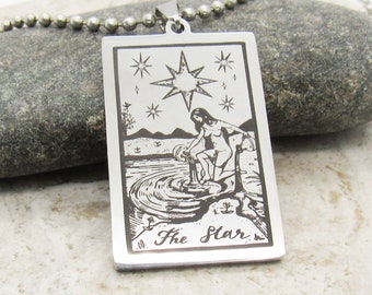 The StarTarot Card Pendant, Stainless Steel Hypo Allergenic Jewelry, Spiritual Jewelry, Men's Necklace, Woman Necklace, Major Arcana Tarot