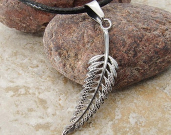 Feather Pendant 304 Stainless Steel, Hypo Allergenic Jewelry, Men's Necklace, Feather Jewelry, Men's Jewelry, Woman Necklace, Boho Jewelry