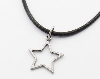 Stainless Steel Star Pendant Corded Necklace, Men's Necklace, 304 Stainless Steel Hypo Allergenic Jewelry, Woman's Necklace