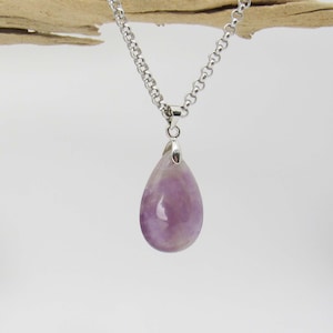 Natural Amethyst Gemstone Drop Pendant Necklace, Natural Amethyst Chakra Gemstone, Spiritual Gemstone, Women&#39;s Necklace, Men&#39;s Necklace