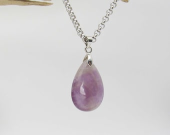 Natural Amethyst Gemstone Drop Pendant Necklace, Natural Amethyst Chakra Gemstone, Spiritual Gemstone, Women's Necklace, Men's Necklace