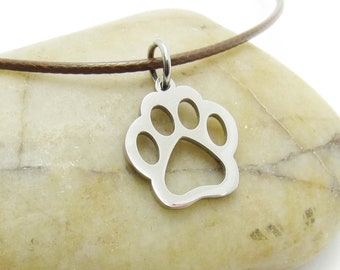 Stainless Steel Paw Charm Pendant Necklace, Men's Necklace, Hypo Allergenic Jewelry, Woman's Necklace, Men's Charm Pendant Jewelry