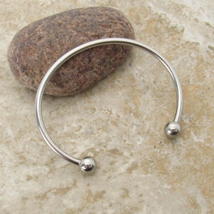 Stainless Steel Open Cuff Bracelet Ball Tips, 304 Hypo Allergenic Stainless Steel, Cuff Bracelet for Men, Fashion Bracelet, Men&#39;s Jewelry