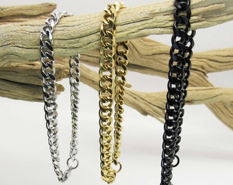 Stainless Steel Curb Chain Bracelet, Hypo Allergenic Jewelry, 304 Steel Beaded Fashion Bracelet, Men's Bracelet, Women's Bracelet
