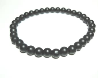 Frosted Black Gemstone 6mm Beaded Bracelet, Men's Bracelet, Men's Jewelry, Gift for Men, Women's Bracelet, Gift for Women