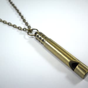 Whistle Pendant Necklace, Antique Bronze Tone Whistle Charm, Men&#39;s Necklace, Musical Charm Necklace, Women&#39;s Necklace