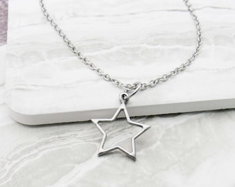 Star Charm Pendant Necklace, Men's Necklace, 304 Stainless Steel Hypo Allergenic Jewelry, Woman's Necklace, Charm Pendant Jewelry