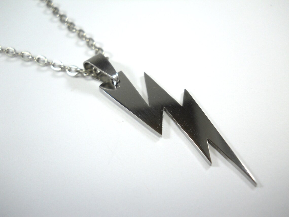 Stainless Steel Lightning Bolt Necklace Men's Necklace Etsy