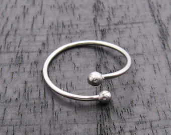 Stainless Steel Open Adjustable Cuff Style Ball Tips Ring, Women's Ring, Men's Ring, Adjustable Ring Fits All, Ball Tips Adjustable Ring