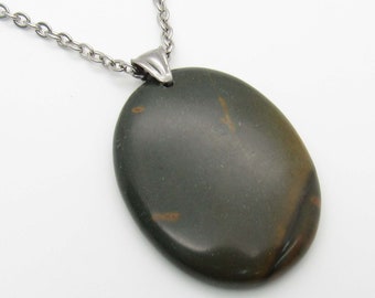 Natural Jasper Picasso Stone Pendant Necklace, Jasper Gemstone Drop Pendant Necklace, Men's Necklace, Men's Jewelry, Women's Necklace