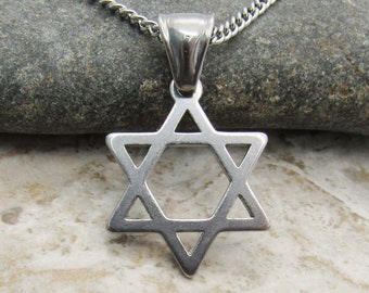 Stainless Steel Star of David Pendant, Hypo Allergenic Jewelry, Spiritual Jewelry, Men's Necklace, Men's Jewelry, Woman Necklace