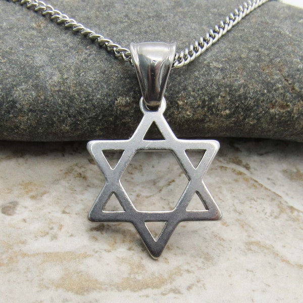 Stainless Steel Star of David Pendant, Hypo Allergenic Jewelry, Spiritual Jewelry, Men's Necklace, Men's Jewelry, Woman Necklace