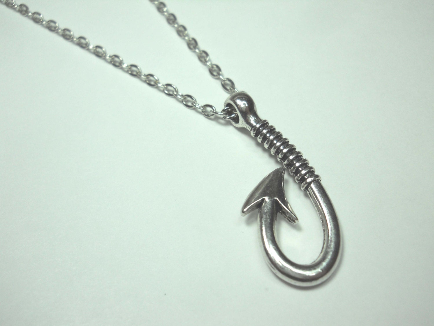 Hook necklace for men, men's necklace with silver hook pendant