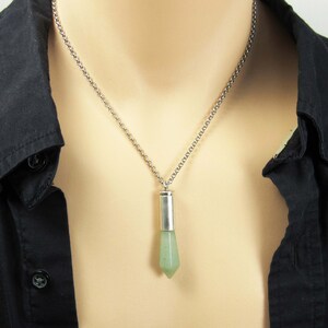 Natürliche Aventurin Spitze Anhänger, Aventurin Grün Kristall Halskette, Chakra Heilstein, Herren Halskette, Damen Halskette