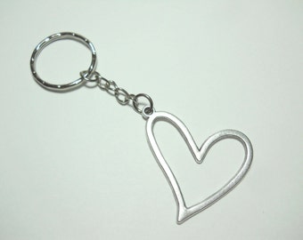 Heart Charm Keychain, Heart Pendant Key Ring, Heart Lanyard, Open Heart Key Chain, Gift for Women, Women's Accessories