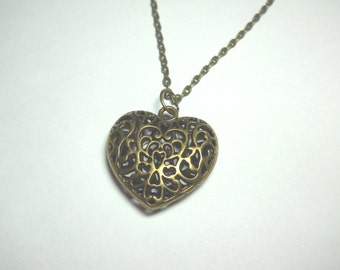 Heart Basket Pendant Necklace, Open Weave Heart Pendant Necklace, Necklace for Women, Love Heart Pendant, Heart Charm, Valentine Jewelry