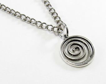 Spiral Wave Tribal Pendant, Antique Silver Tone, Urban Street Fashion Jewelry, Men's Necklace, Men's Jewelry, Women's Necklace