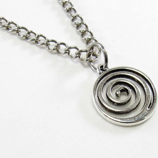 Spiral Wave Tribal Pendant, Antique Silver Tone, Urban Street Fashion Jewelry, Men's Necklace, Men's Jewelry, Women's Necklace