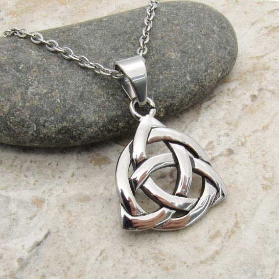 Stainless Steel Celtic Knot Pendant Necklace, Trinity Knot Pendant