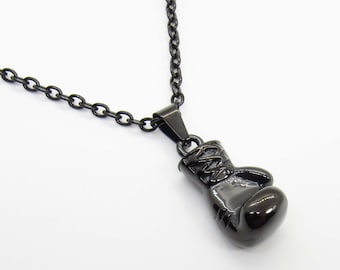 Gunmetal Stainless Steel Boxing Glove Pendant, Hypo Allergenic Jewelry, Fitness Jewelry, Men's Necklace, Men's Jewelry, Woman Necklace