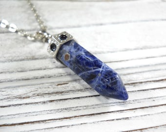 Natural Sodalite Gemstone Necklace, Sodalite Gemstone Pendant, Chakra Gemstone, Healing Gemstone Necklace, Men's Necklace, Women's Necklace
