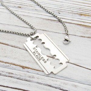 Antique Silver Razor Blade Pendant Necklace, Punk Necklace, Urban Street Style Jewelry, Necklace for Men, Men&#39;s Necklace, Women&#39;s Necklace