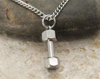 Dumbbell Charm Pendant Necklace, Men's Necklace, 304 Stainless Steel Hypo Allergenic Jewelry, Woman's Necklace, Men's Charm Pendant Jewelry
