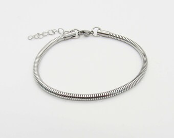 Round Snake Chain Bracelet, Stainless Steel Bracelet, Men's Jewelry, Women's Jewelry, Fashion Bracelet for Men, Bracelet for Women