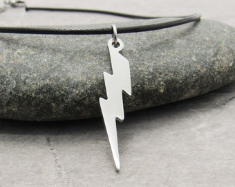 Stainless Steel Lightning Bolt Pendant Necklace, Men's Necklace, Bolt Charm Necklace, Lightning Bolt Pendant , Women's Necklace